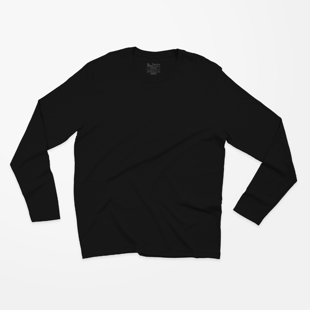 Blank T-shirt Long Sleeve Black (Kaos Polos Hitam Tangan Panjang)