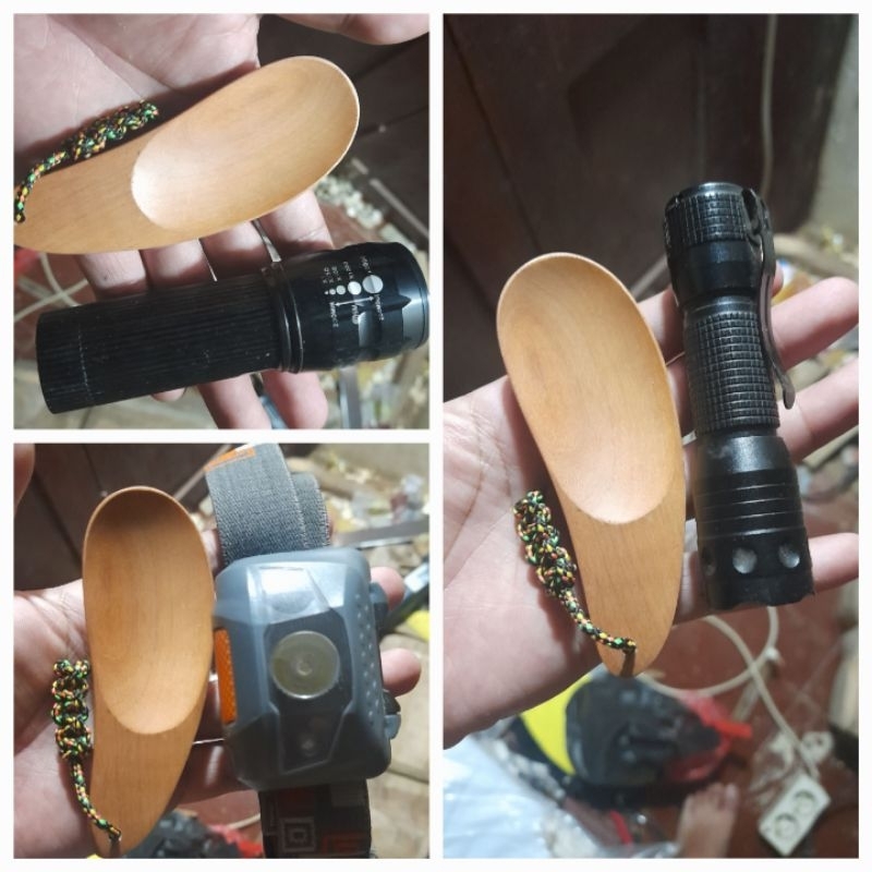 paket sendok dan senter pendaki