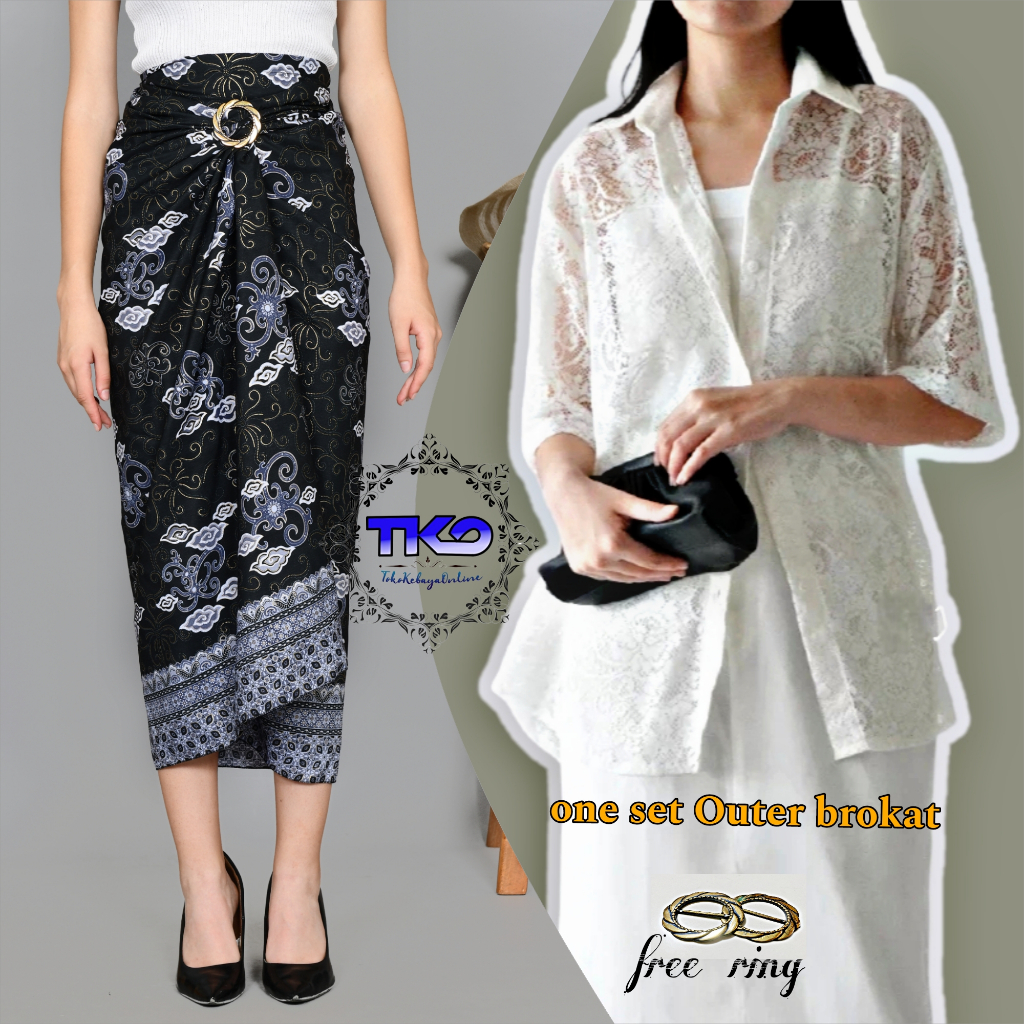 One set outer brokat | outer brokat kondangan kekinian | outer brokat premium / satuset outer dan li