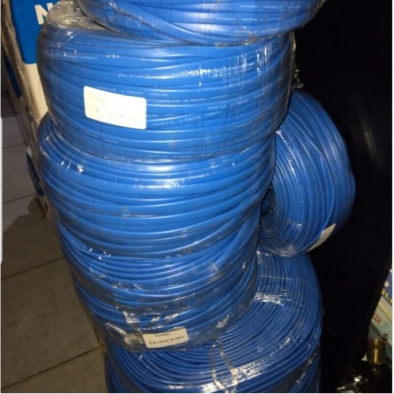 kabel pompa satelit biru gepeng serabut 3×0.5 tembaga 50 yard - original bawaan pompa satelit