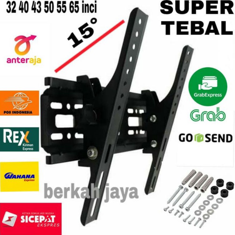 bracket tv led lcd plasma 43 5 55 6 inch besi djamin tebal  bisa nunduk 15
