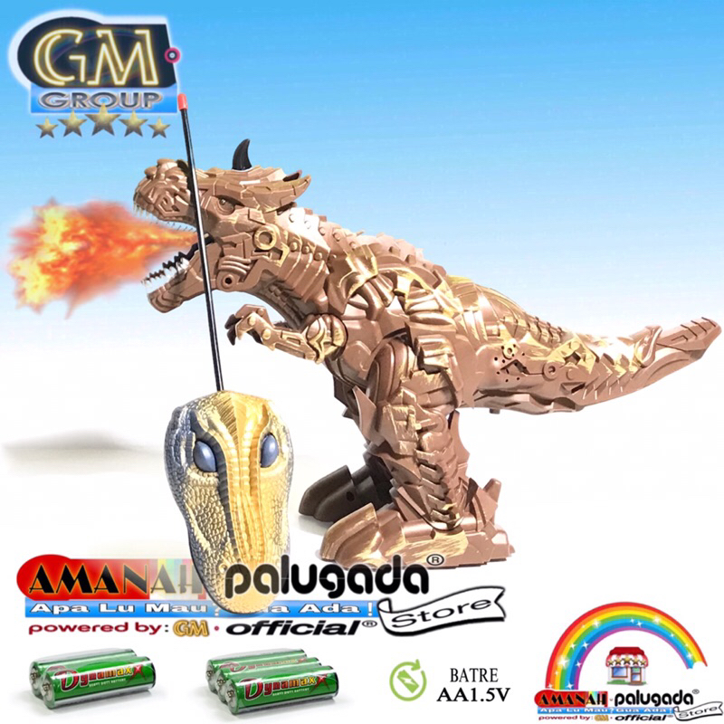 GM-60152-A RC Animals Dino Naga Asap Remote Control Mainan Robot Tyrex Spray Fly Dragon Hewan Suara 