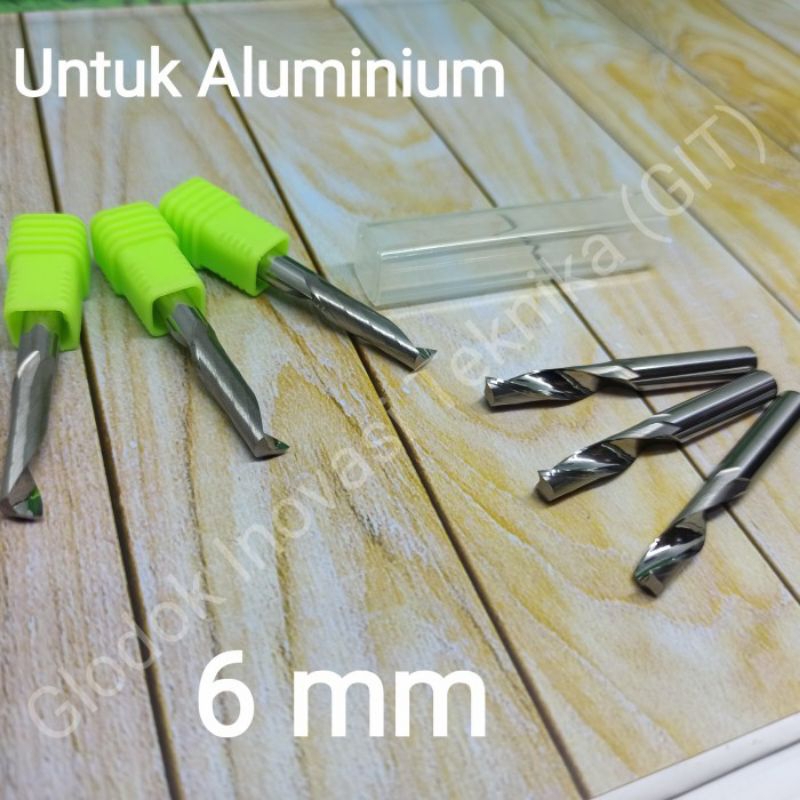 Mata bit pisau cutter bor CNC router milling engraving cutting 6mm 6 mm single flute alumunium alumi