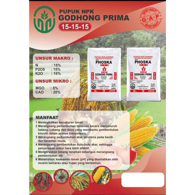 NPK GODHONG PRIMA 15-15-15 REPACT 5kg