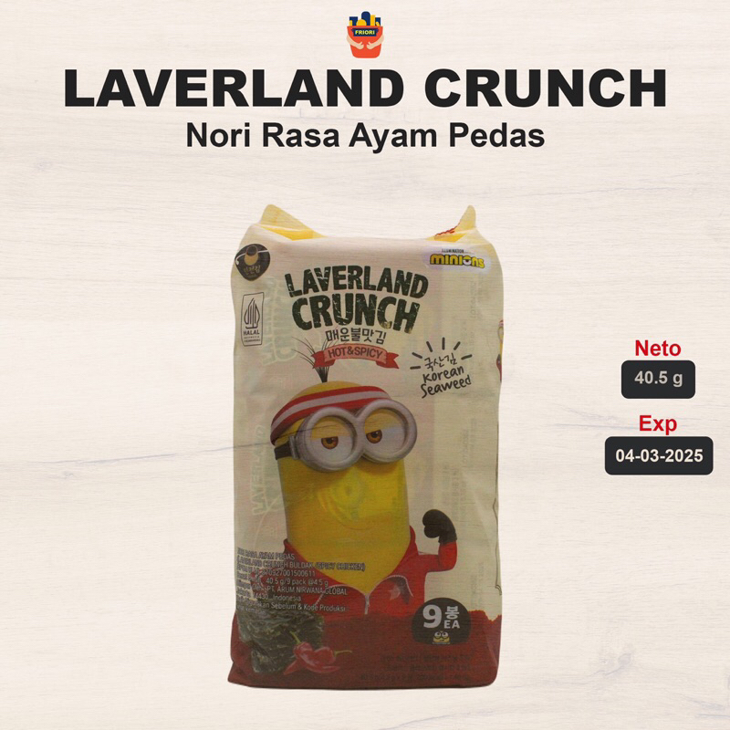 

Laverland Crunch Hot & Spicy Korean Seaweed 40.5 gram - Nori Rasa Ayam Pedas Camilan Makanan Rumput Laut Kering