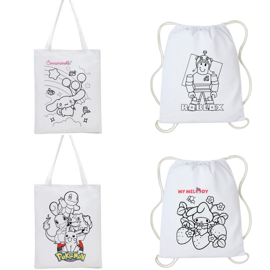 Totebag Goodie Bag Tas Serut Anak Mewarnai Anak Lukis Melukis Kanvas Canvas Goodiebag Tote Bag