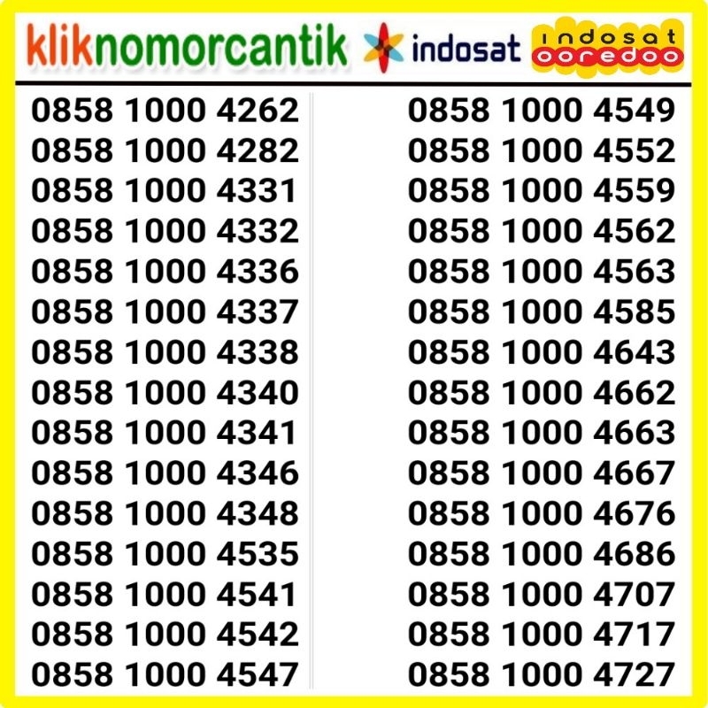 Nomor cantik indosat 4G kartu perdana Indosat IM3 seri 1000 murah