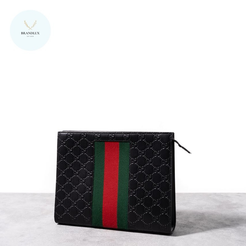 GUCCI GG supreme pochette leather Black