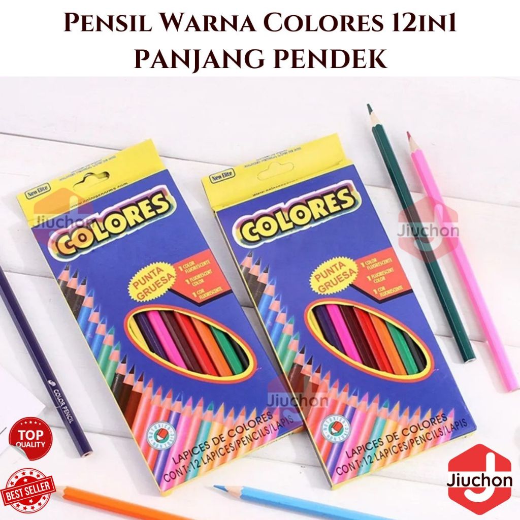 

JIUCHON Pensil Warna Colores 12in1 PANJANG PENDEK / Peralatan Menggambar Mewarnai Isi 12Pcs / Stationery Set Colour Pencil Color Drawing Tools / Alat Seni Lukis Perlengkapan Sekolah Hadiah Kado Ulang Tahun Edukasi Anak Playgroup Paud TK SD SMP SMA Bermain
