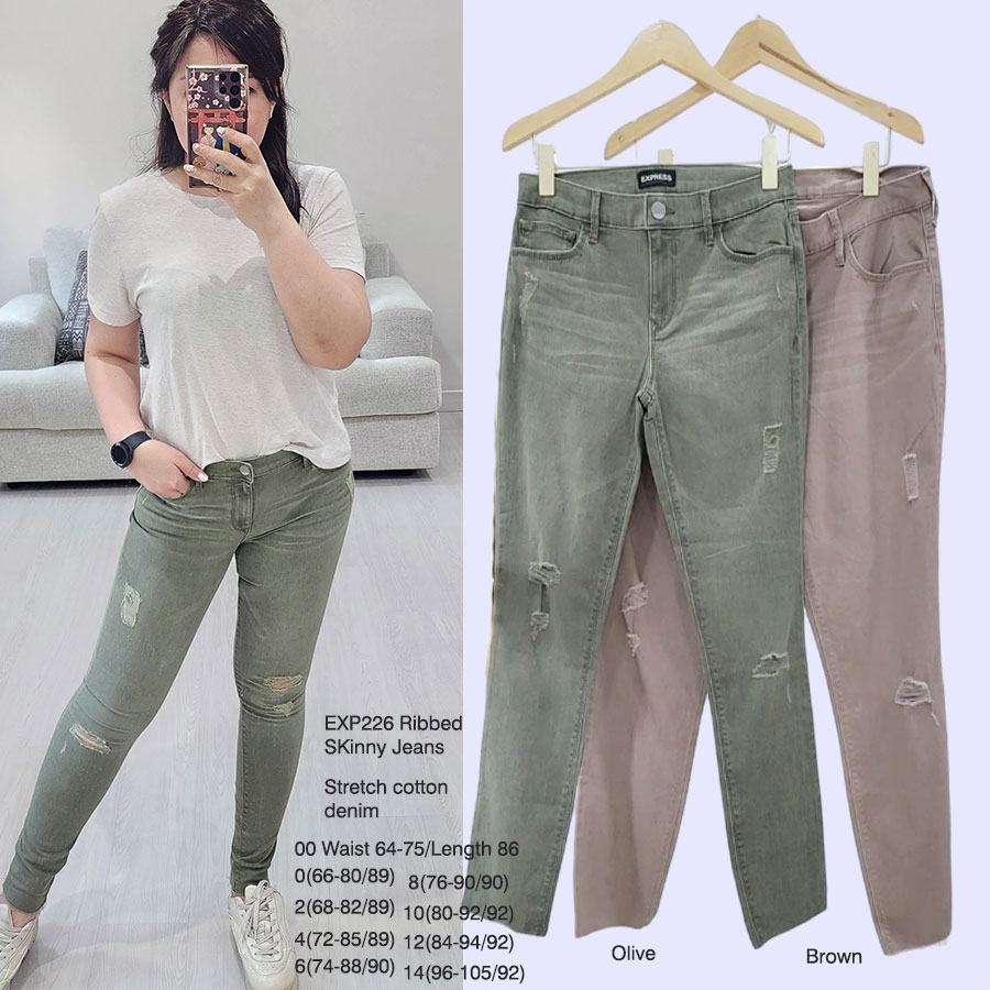 EXPRESS 226 SKINNY RIBBED JEANS Celana Panjang Wanita Branded