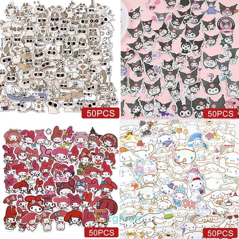 

✨COD Stiker Lucu Sanrio 50 pcs/Stiker Motif Kartun Korea Lucu Anti Air /Dekorasi Handbook Scrapbook DIY/Stiker kartun tahan air PET-Eghrerr