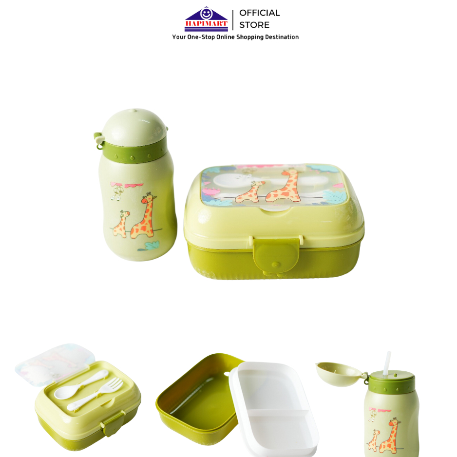 Set Tempat Kotak Makan Anak/ Lunch Box Bekal Anak Set Botol Minum Free Sendok Garpu / Kotak Makan Da