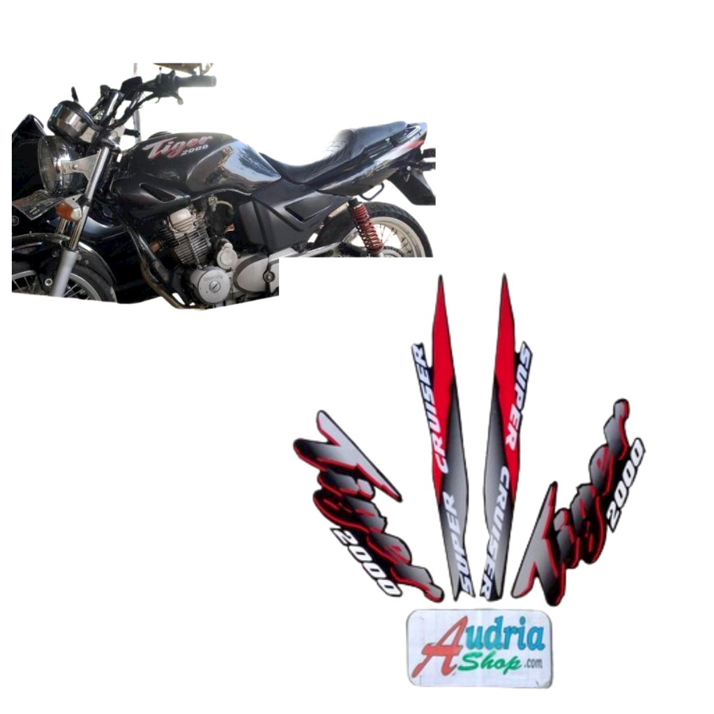 Sticker Striping Motor Honda Tiger 2000 Full Hitam-silver