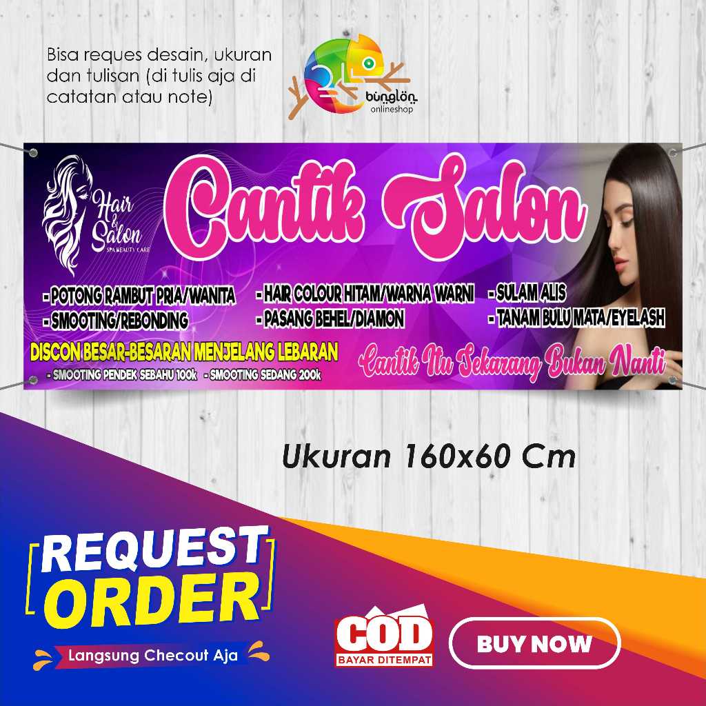 Spanduk 160x60 Salon Wanita Custom Desain