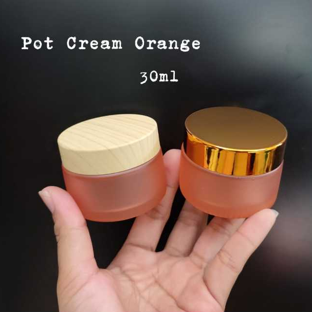 Pot Kaca Pot Cream 30ml Jar Kaca Orange Tempat Wadah Krem Salep Obat Salep 30ml 30gram Tempat Kemasa