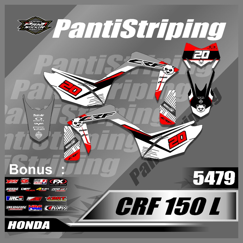 Striping Sticker aksesories Motor Honda CRF 150 LList Semi Full Free Laminasi Satu Set Kanan Kiri - 