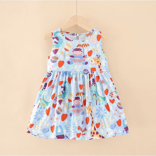 Gaun / Dress Anak Perempuan Biru Bawah Laut