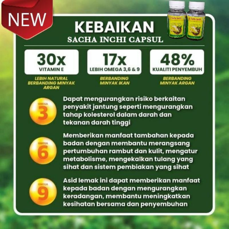 sacha inchi oil kapsul omega 3,6,9 original natural organik