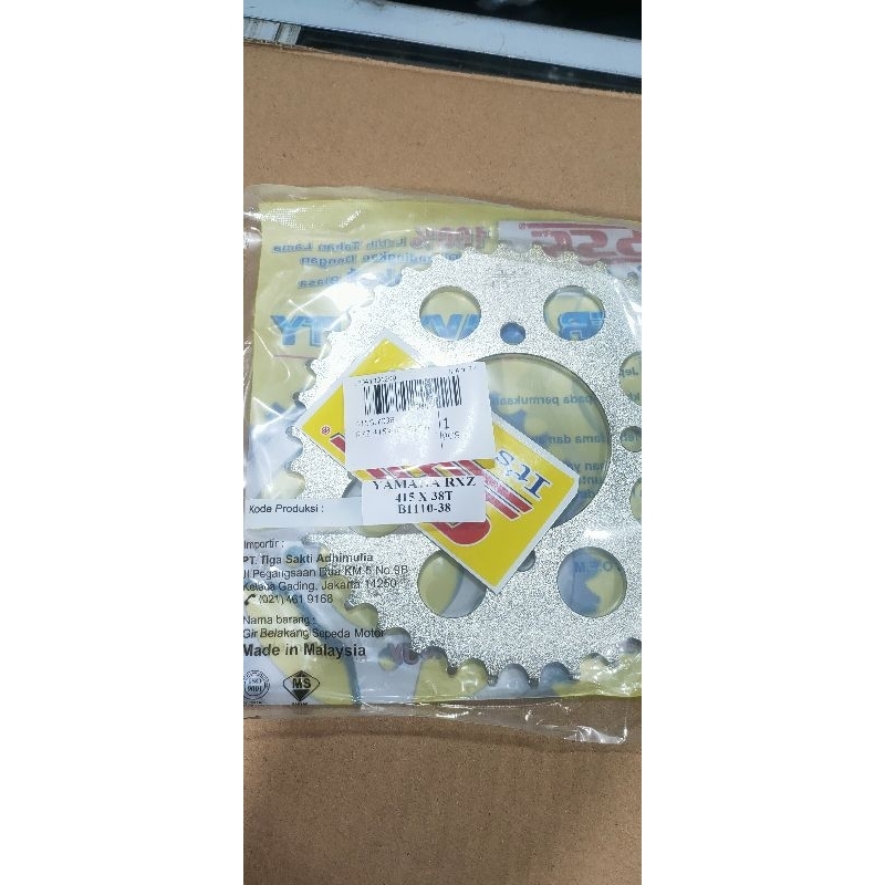 Gear belakang SSS original type 415 Ukuran (Size) : 36- 39 T cocok untuk motor yamaha VEGA R, RX KIN