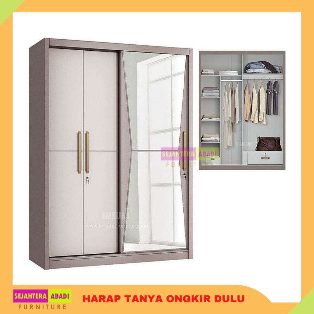 Siantano lemari pakaian sliding besar LP VOLARE 3D SS equity lemari baju pintu sliding modern minima