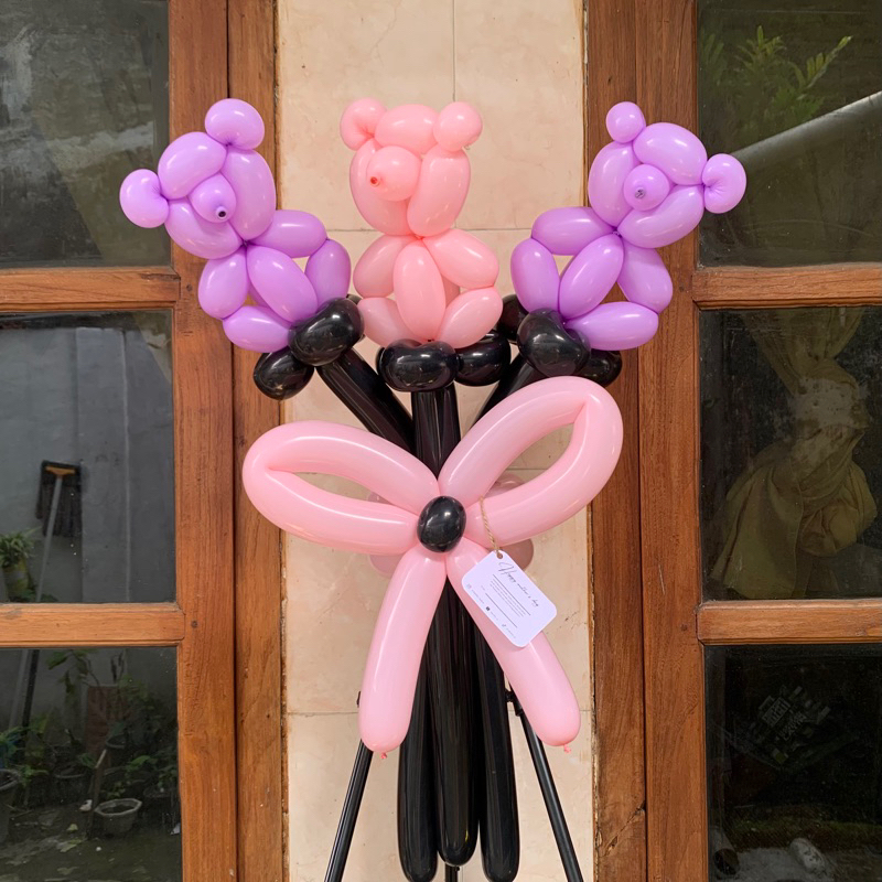 BUKET BUNGA BALON BEAR tangkai panjang / buket balon malang