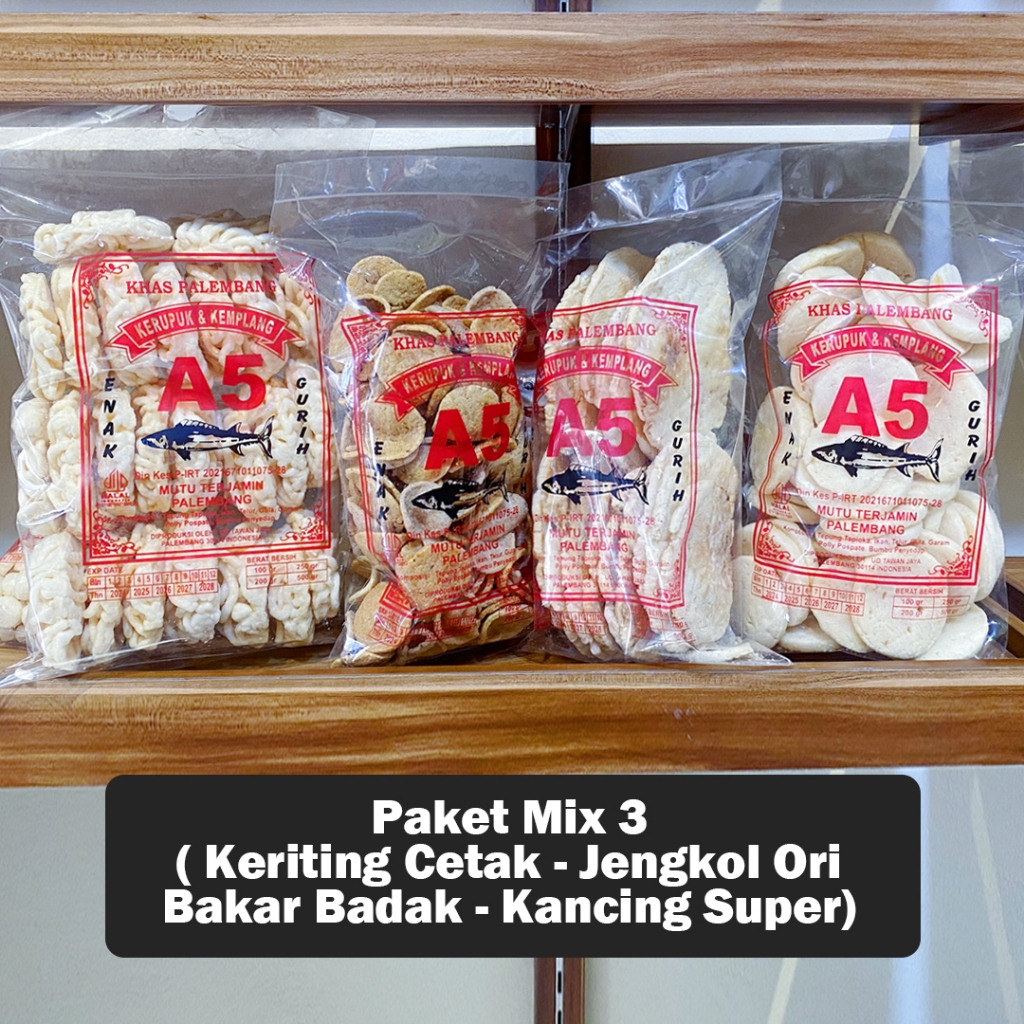 

PAKET MIX 3 -KERITING CETAK, BAKAR BADAK, JENGKOL,KANCING SUPER