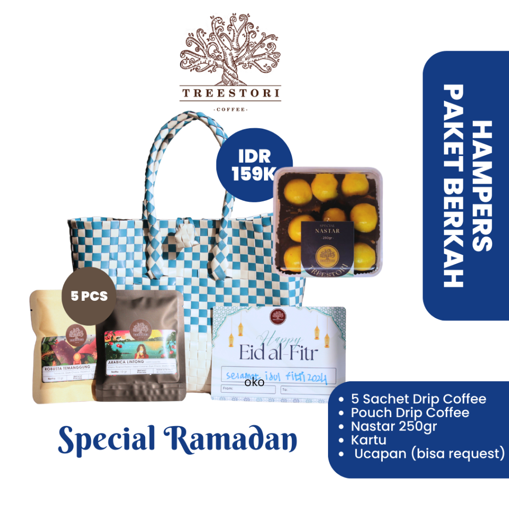 

[READY] Treestori Hampers Lebaran Kopi Drip Coffee Nastar Paket Berkah