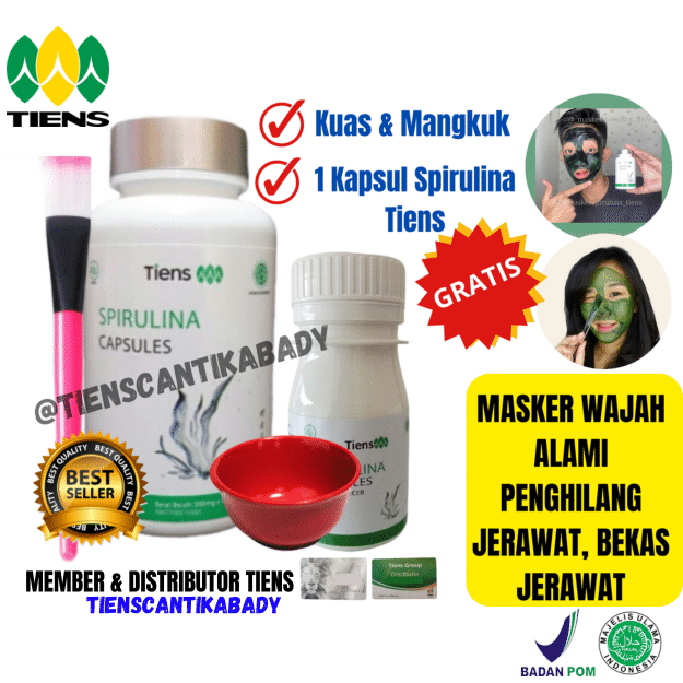 MASKER SPIRULINA isi 50 Kapsul PENGHILANG JERAWAT/ BEKAS JERAWAT/ BOPENG/ FLEK HITAM & KOMEDO/ WAJAH