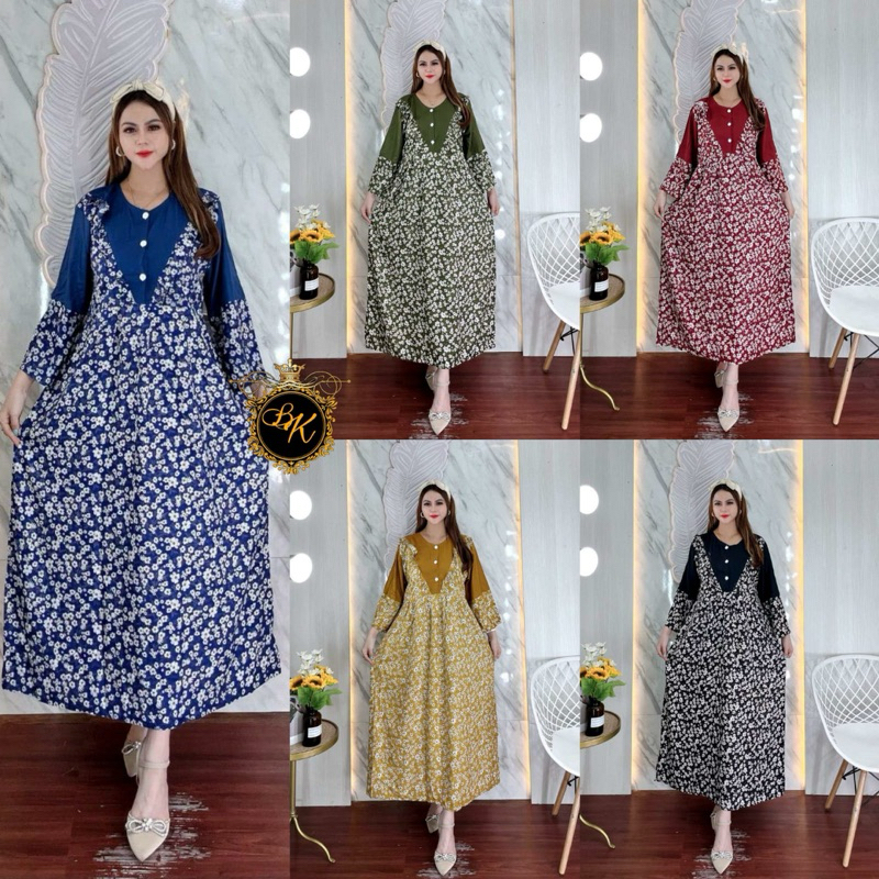 Gamis Jumbo Ld 130| Gamis Bunga Jumbo | Gamis Rayon Jumbo