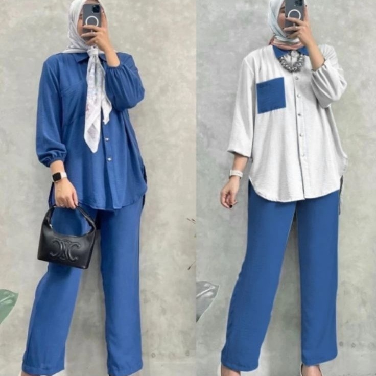 Lariza Amanda One set Premium  Setelan Crinkle Airflow