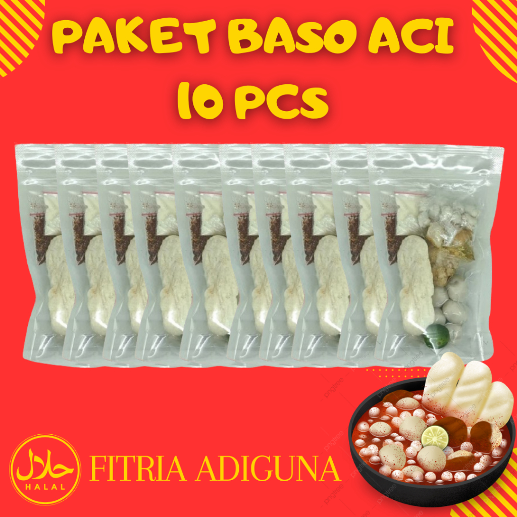 

BASO ACI PAKET 10 BUNGKUS MURAH ORIGINAL Bandung Kaldu Ayam Bawang Spesial Pedas Gurih Nikmat