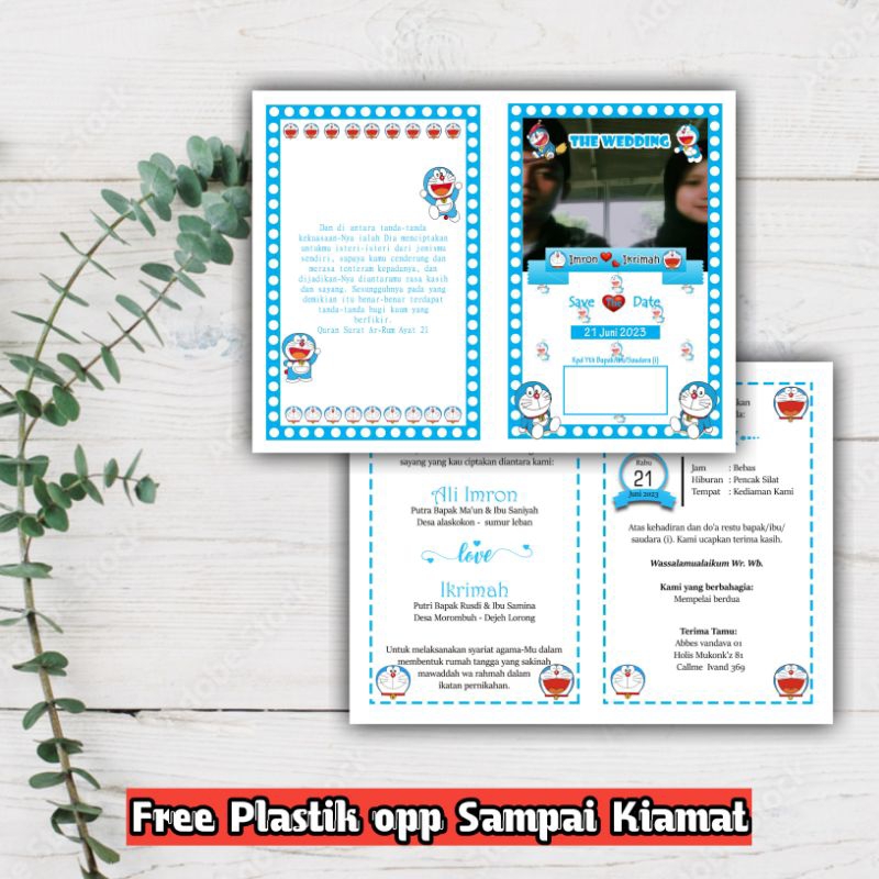 undangan pernikahan model karakter | undangan pernikahan Doraemon | undangan pernikahan panda | unda