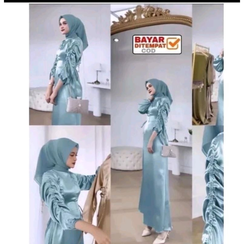 Dress satin velvet Darla Wanita  ,Dress wanita
