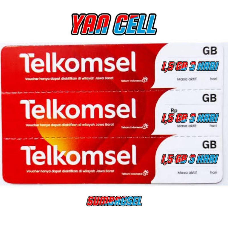 VOUCHER TELKOMSEL 1,5 GB 3 HARI ZONA 1 SUMBAGSEL