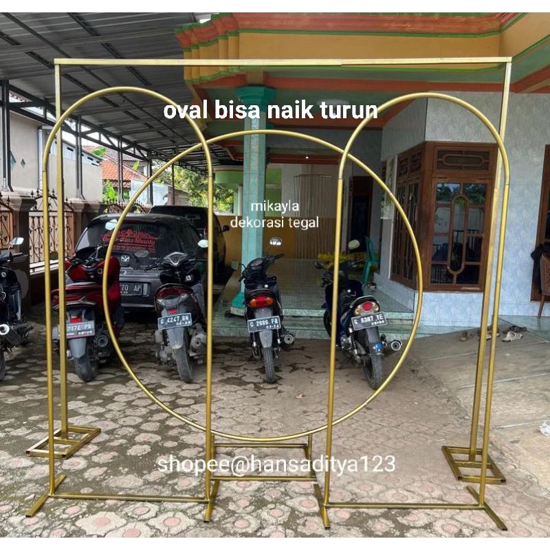 PAKET GAWANG Adjust OVAL NAIK TURUN + Ring besi Pergola besi backdrop dekorasi