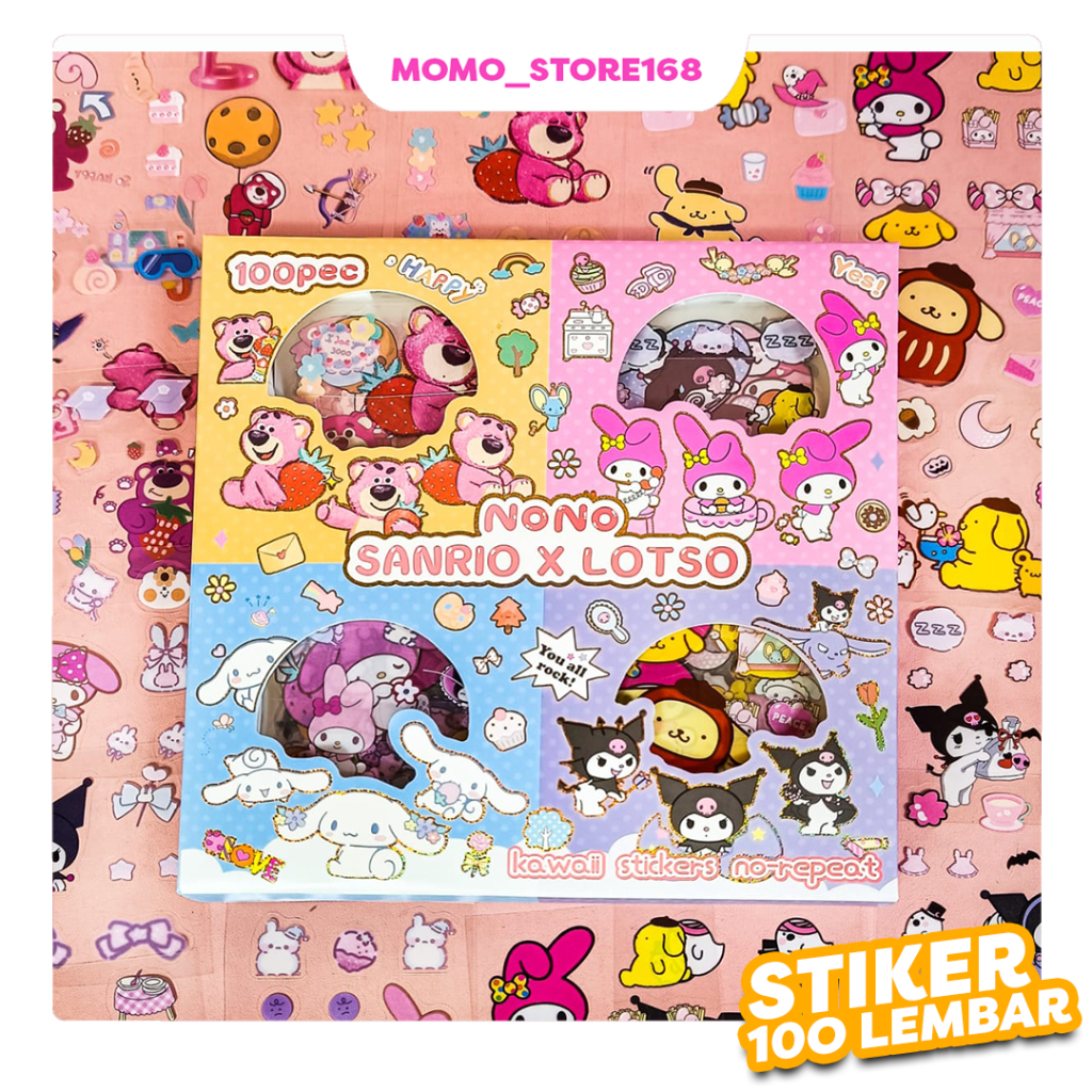 

Stiker Sanrio x Lotso Stiker Momo Nono Sanrio x Lotso Waterproof 100 Lembar
