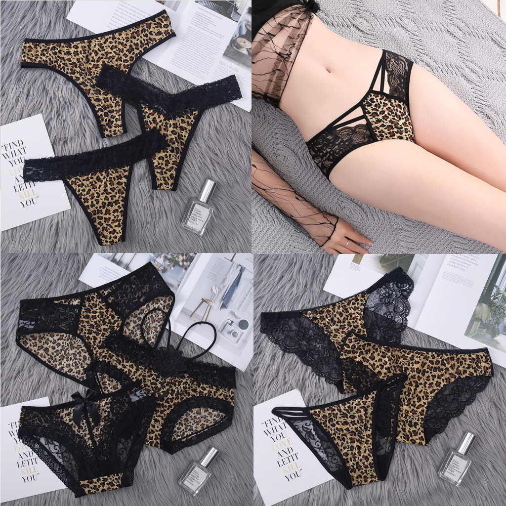 Celana Dalam Wanita Renda Leopard Seksi Bahan Es Sutra Panty Sexy CD Wanita Loreng