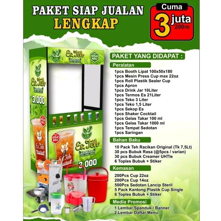 

Paket Lengkap Jualan Es Teh (3,2jt) bisa langsung jualan