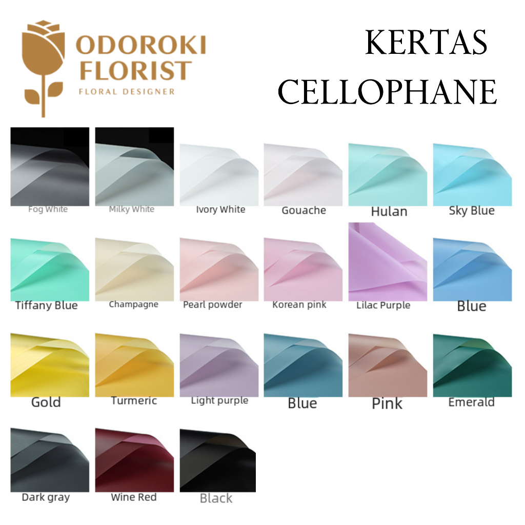 

[5 LEMBAR] Flower Wrapping Paper Kertas Buket Bunga Polos Korea Cellophane Waterproof