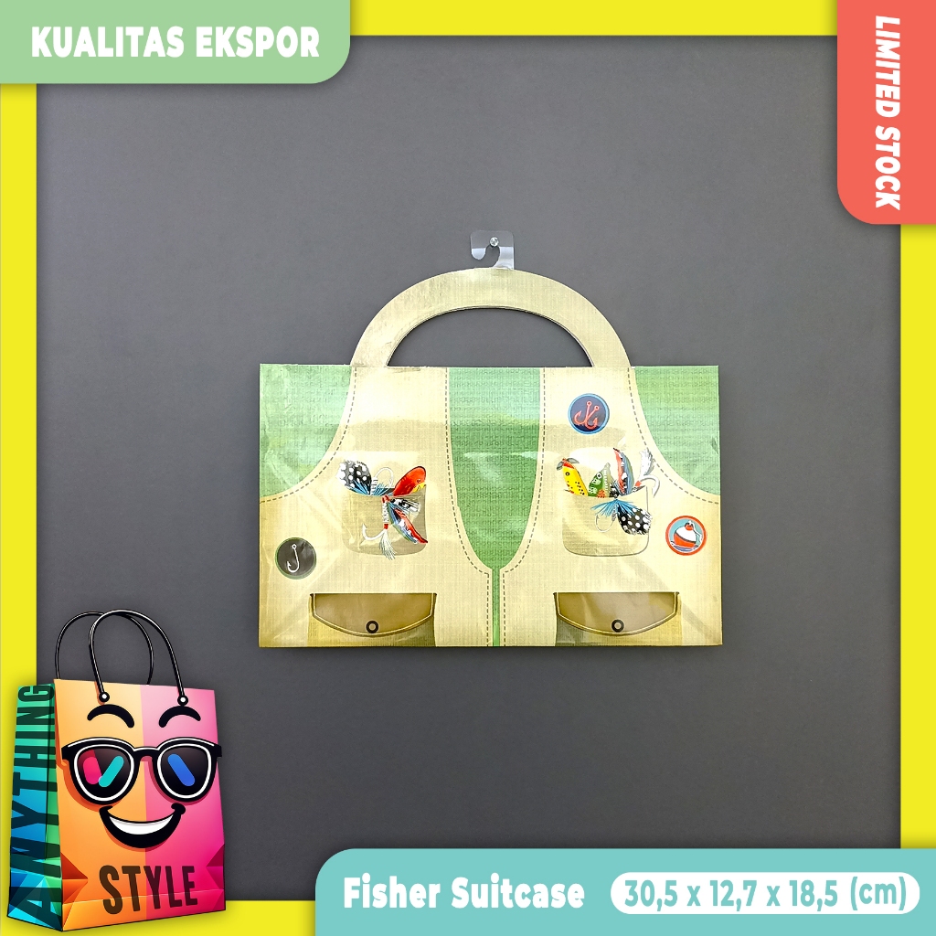 

[ Isi 1 ] Paper Bag / Tas Kertas Bentuk Koper Motif Lucu Peralatan Memancing Kualitas Ekspor untuk Pesta Ulang tahun | Souvenir | Kado