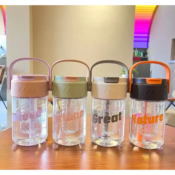 Botol Sedotan / Botol Air Pemisahan Teh / Botol Air Kapasitas Besar 600ml daffa