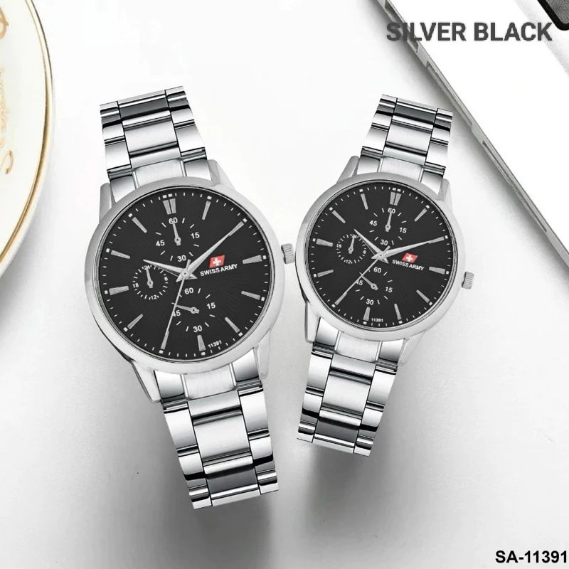 JAM TANGAN COUPLE SA11391 ANALOG BESI STEEL