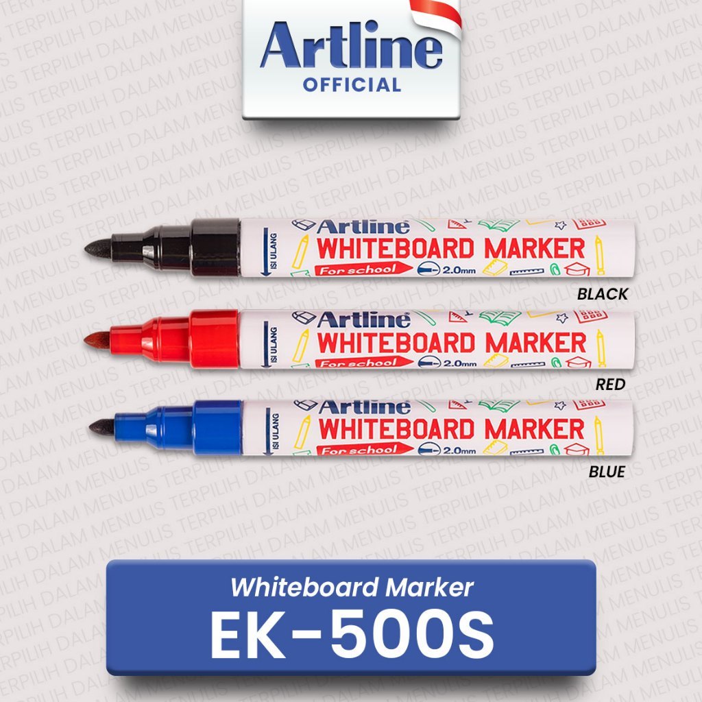 

Spidol Whiteboard Marker Artline EK-500S Warna Hitam Merah Biru