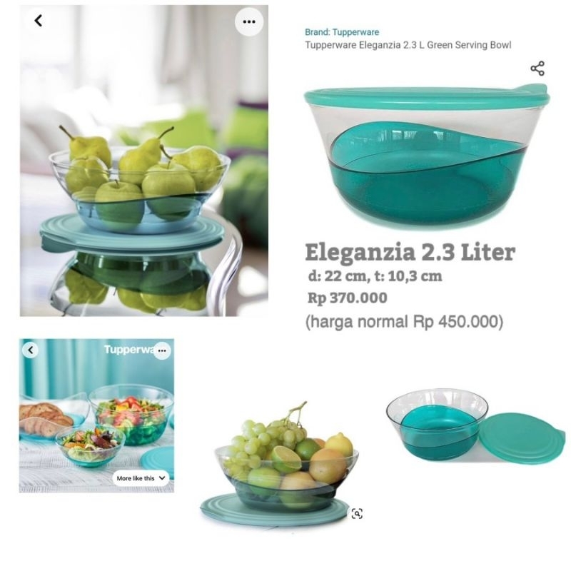 Tupperware Original Promo Eleganzia Bowl Mangkok Crystal 2,3 liter