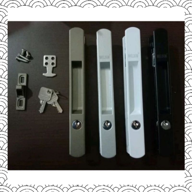 Kunci Pintu Sliding Handle Tanam RA6 Satu Set
