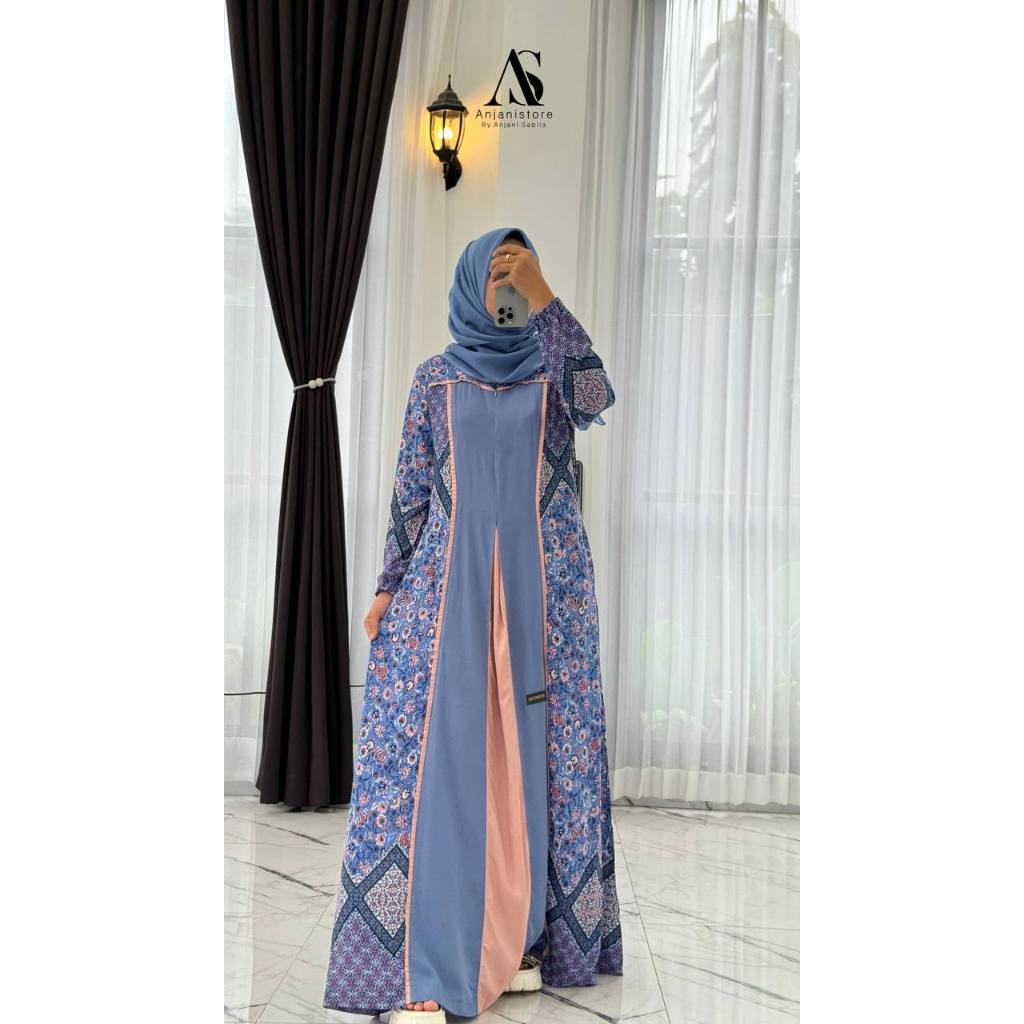 ANJANI GAMIS DRESS BIRU TWILL UNIQLO