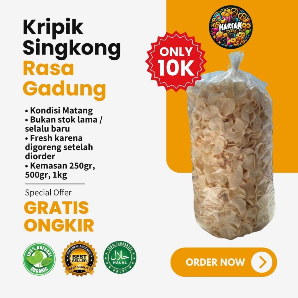 

Harian Food - Kripik Singkong Rasa Gadung Matang 250 gram , ekonomis