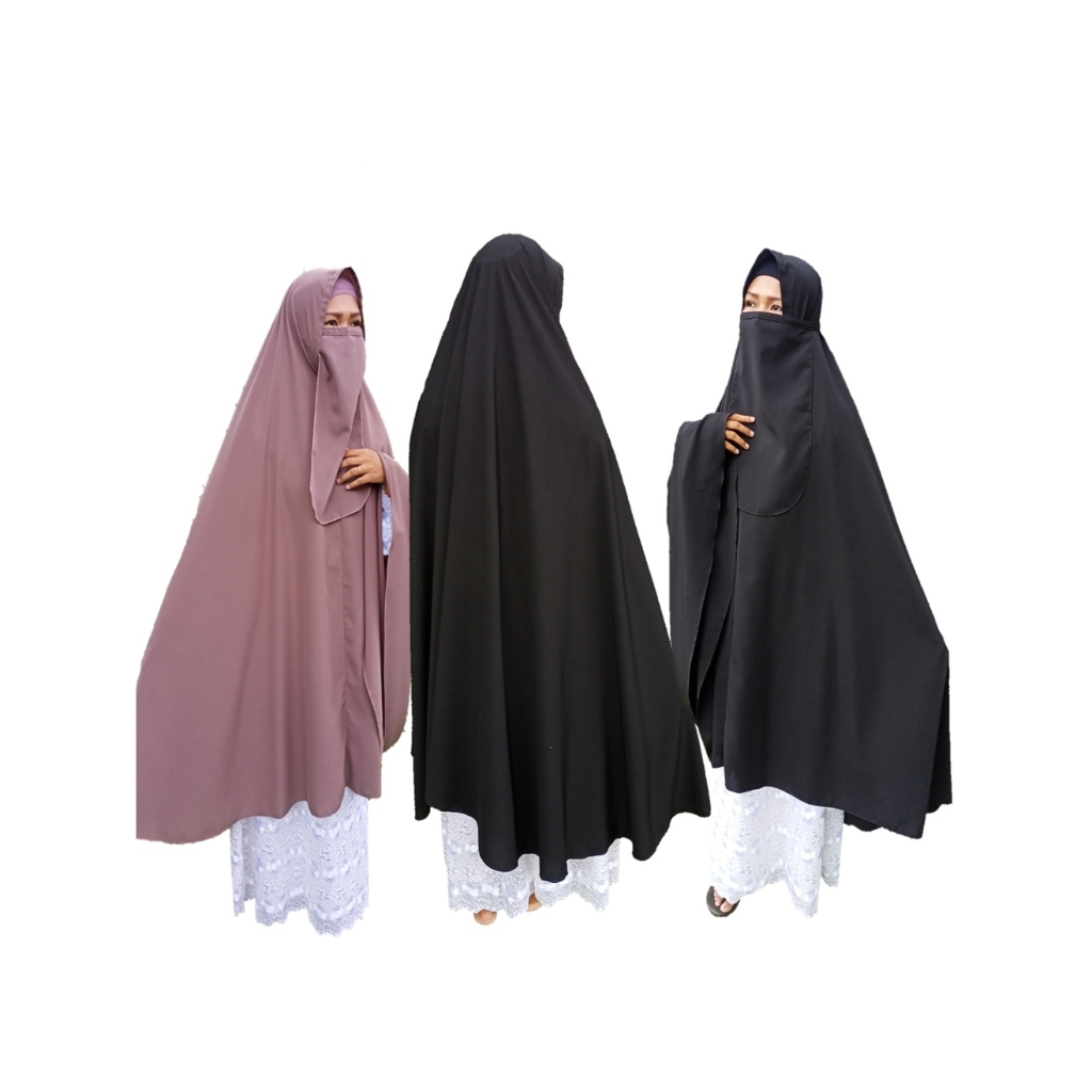 GROSIR / CARGO - Khimar Jumbo 110 XXL Pet Antem Gratis Cadar Jilbab Syari Bulat Sebetis Wolfis Hijab