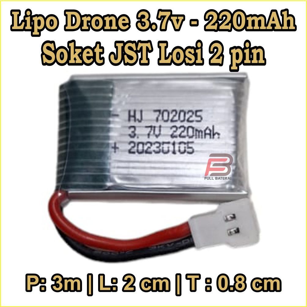 Baterai Drone / Baterai Pesawat / Remot Control LIPO 200mAh 3.7V Konektor JST LOSI
