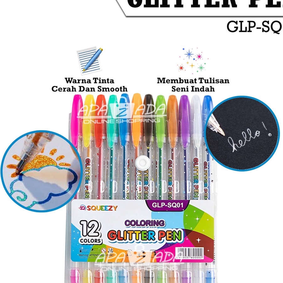 

Ready Stok Apazada Pulpen Gel Glitter Warna Warni 1mm Highlighter Pastel Gliter Pen Pena Gel Warna GLPSQ1